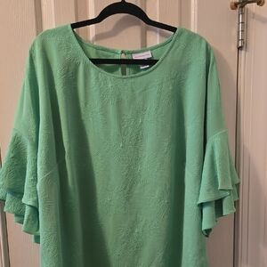 LIZ CLAIBORNE BRAND WOMEN'S PLUS BEAUTIFUL FANCY MINT GREEN PULLOVER TOP SIZE 2X